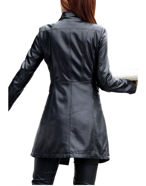 HugMe.fashion Ladies Genuine Sheep Leather Jacket Long Coat LJK58